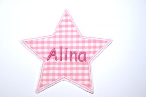 Stern mit Wunschname, Vichykaro rosa