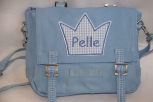 Kindertasche hellblau, Appli mit Wunschname