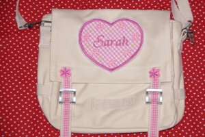 Kindertasche natur, Herz mit Wunschname