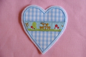 Herz mit Rehlein-Webband,Rehband,vichy hellblau