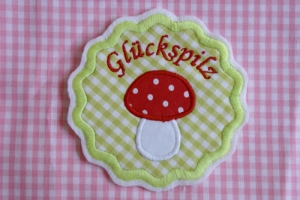 Gl�ckspilz ,rund mit Wellenrand + extra Pilz
