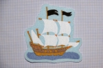Piratenschiff auf blauem Filz
