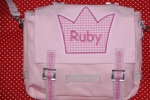 Kindertasche, rosa, Krone + Namensschild
