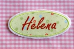 Namensschild oval ,gr�n / rot , Modell Helena