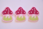 3er Set PILZE,gestickt, Hut pink