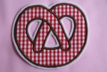 Brezel, vichy rot, Rand braun