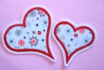 Herzen, 2er Set hellblau / rot Marienk�fer,Rand rot