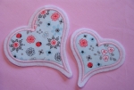 Herzen, 2er Set hellblau / rosa Marienk�fer,Rand rosa