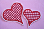 Herzen, 2er Set Vichykaro rot