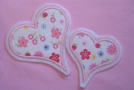 Herzen, 2er Set  wei� mit Blumen