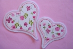 Herzen, 2er Set  wei� mit Blumen und Schmetterlingen