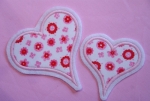 Herzen, 2er Set wei� mit Blumen rosa / rot