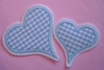 Herzen , 2er Set Vichykaro hellblau