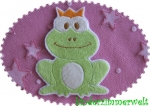 Frosch ,gestickt,mit Krone